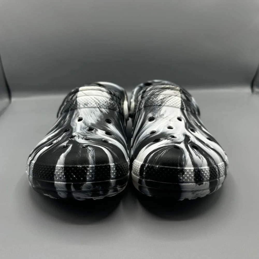 Crocs Classic Lined Clog Black White Marble Tie Dye Mens 8 Womens 10 206630